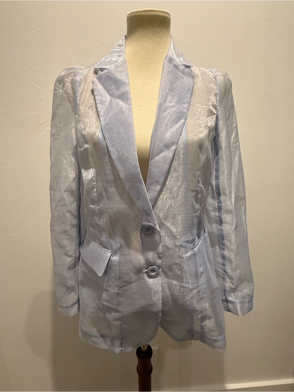 Anthropologie x Dolan Left Coast Collection Sky Blue Sheer Organza Blazer